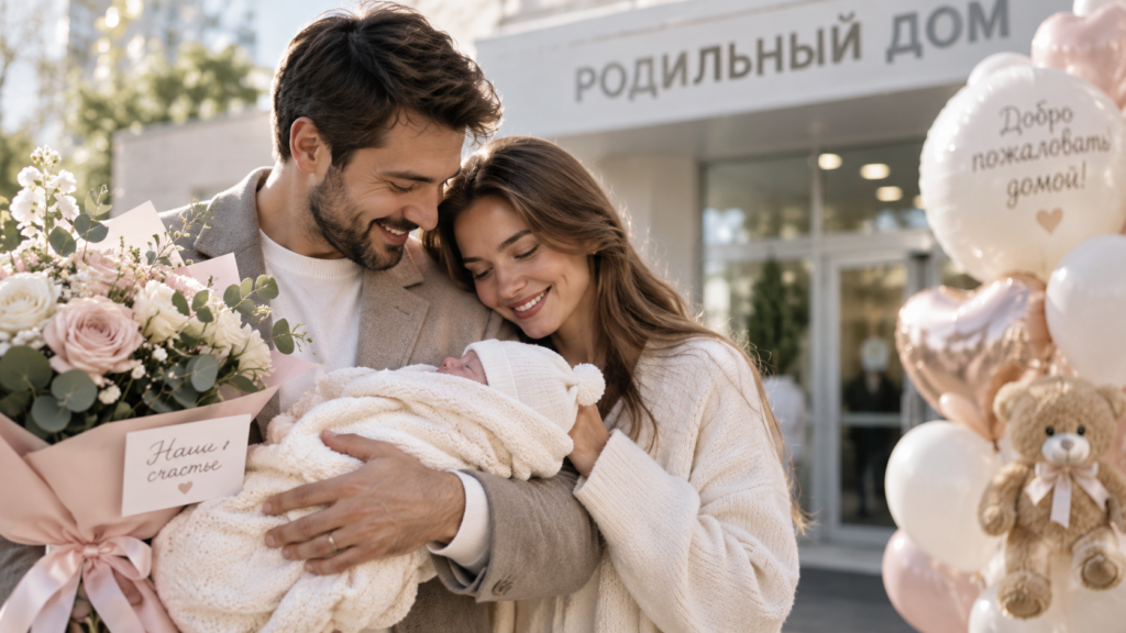 Видеомонтаж выписки из роддома — семейный фильм о рождении ребёнка